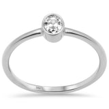 <span style="color:purple">SPECIAL!</span> .22ct G SI 14K White Gold Diamond Bezel Set Solitaire Ring Size 6.5