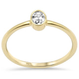 .22ct G SI 14K Yellow Gold Diamond Bezel Set Solitaire Ring Size 6.5