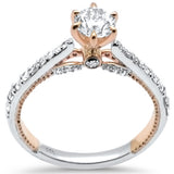 .88ct G SI 14K Two Tone Round Shape Diamond Engagement Ring Size 6.5