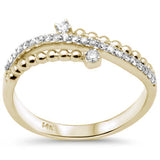 .21ct G SI 14K Yellow Gold Diamond Beaded Band Ring Size 6.5