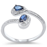 .57ct G SI 14K White Gold Diamond & Blue Sapphire Gemstones Ring Size 6.5