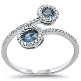 <span style="color:purple">¡ESPECIAL!</span> Anillo .58ct G SI de Oro Blanco de 14K con Diamantes y Zafiros Azules Talla 6.5