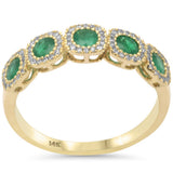 .79ct G SI 14K Yellow Gold Diamond & Emerald Gemstones Band Ring Size 6.5