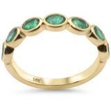 1.08ct G SI 14K Yellow Gold Emerald Gemstones Band Ring Size 6.5