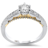 .82ct G SI 14K Two Tone Gold Round Diamond Engagement Ring Size 6.5