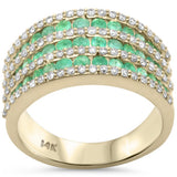 1.36ct G SI 14K Yellow Gold Diamond & Emerald Gemstones Dome Band Ring Size 6.5