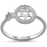 .08ct G SI 14K White Gold Diamond Star of David Ring  Size 6.5
