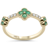 .46ct G SI 14K Yellow Gold Diamond & Emerald Gemstones Ring Size 6.5