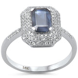 1.28ct G SI 14K White Gold Diamond & Blue Sapphire Ring Size 6.5