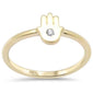 .02ct G SI 14K Yellow Gold Diamond Hamsa Band Ring Size 6.5