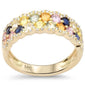 <span style="color:purple">SPECIAL!</span> 1.97ct G SI 14K Yellow Gold Diamond Multi Color Band Ring Size 6.5