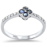 .33ct G SI 14K White Gold Diamond & Blue Sapphire Ring Size 6.5