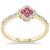 <span style="color:purple">SPECIAL!</span> .41ct G SI 14K Yellow Gold Diamond & Ruby Flower Ring Size 6.5