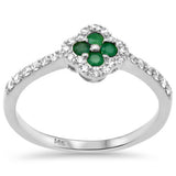 .37ct G SI 14K White Gold Diamond & Emerald Gemstones Ring Size 6.5
