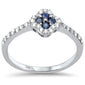 .44ct G SI 14K White Gold Diamond & Blue Sapphire Ring Size 6.5