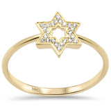.07ct G SI 14K Yellow Gold Diamond Star of David Ring  Size 6.5