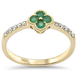 <span style="color:purple">¡ESPECIAL!</span> Anillo de oro amarillo de 14K con diamante y esmeraldas de .30 ct G SI, talla 6.5