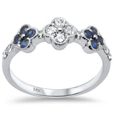 <span style="color:purple">SPECIAL!</span> .51ct G SI 14K White Gold Diamond & Blue Sapphire Ring Size 6.5