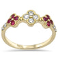 <span style="color:purple">SPECIAL!</span> .54ct G SI 14K Yellow Gold Diamond & Ruby Flower Ring Size 6.5