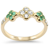 .46ct G SI 14K Yellow Gold Diamond & Emerald Gemstones Ring Size 6.5