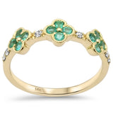 .36ct G SI 14K Yellow Gold Diamond & Emerald Gemstones Ring Size 6.5