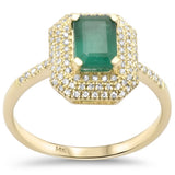 <span style="color:purple">¡ESPECIAL!</span> Anillo de oro amarillo de 14K con diamante de 1.24ct G SI y esmeraldas, talla 6.5