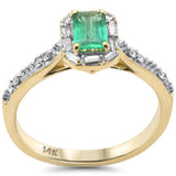 .61ct G SI 14K Yellow Gold Diamond & Emerald Gemstones Ring Size 6.5