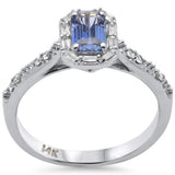 .68ct G SI 14K White Gold Diamond & Blue Sapphire Gemstones Ring Size 6.5