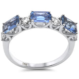 2.11ct G SI 14K White Gold Diamond & Blue Sapphire Gemstones Ring Size 6.5