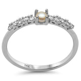 .33ct G SI 14K White Gold Diamond & Pearl Ring Size 6.5