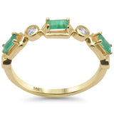<span style="color:purple">SPECIAL!</span>.49ct G SI 14K Yellow Gold Diamond & Emerald Gemstone Ring Size 6.5