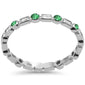 .34ct G SI 14K White Gold Diamond & Emerald Eternity Style Band Ring Size 6.5