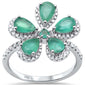 <span style="color:purple">SPECIAL!</span> 2.30ct G SI 14K White Gold Diamond & Emerald Gemstones Flower Ring Size 7