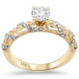 .63ct G SI 14K Yellow Gold Diamond Filigree Engagement Ring Size 6.5