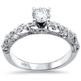 .63ct G SI 14K White Gold Diamond Filigree Engagement Ring Size 6.5