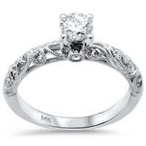 <span style="color:purple">¡ESPECIAL!</span> .63ct G SI Anillo de compromiso de oro blanco de 14K con diamante y miligrana Talla 6.5