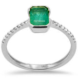 1.05ct G SI 14K White Gold Diamond & Natural Emerald Gemstone Ring Size 6.5