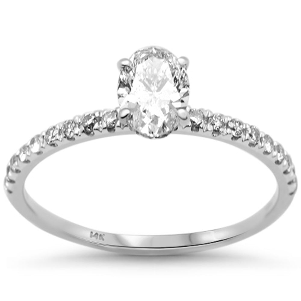 .75ct G SI 14K White Gold Diamond Oval Shape Engagement Ring Size 6.5
