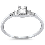 <span style="color:purple">¡ESPECIAL!</span>.41ct G SI Anillo de compromiso de oro blanco de 14K con diamante de talla esmeralda Talla 6.5