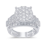 2.00ct G SI 14K White Gold Diamond Round & Baguette Ring Size 6.5