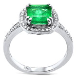 <span style="color:purple">SPECIAL!</span> 2.02ct G SI 14K White Gold Diamond & Natural Emerald Gemstone Ring  Size 6.5