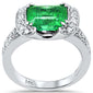 <span style="color:purple">SPECIAL!</span> 3.15ct G SI 14K White Gold Diamond & Natural Emerald Gemstone Ring  Size 6.5