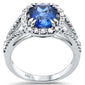 <span style="color:purple">SPECIAL!</span> 3.64ct G SI 14K White Gold Diamond & Blue Sapphire Gemstone Ring  Size 6.5