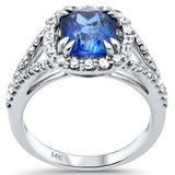 <span style="color:purple">SPECIAL!</span> 3.64ct G SI 14K White Gold Diamond & Blue Sapphire Gemstone Ring  Size 6.5