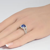 <span style="color:purple">SPECIAL!</span> 3.64ct G SI 14K White Gold Diamond & Blue Sapphire Gemstone Ring  Size 6.5
