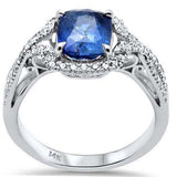 2.62ct G SI 14K White Gold Diamond & Blue Sapphire Gemstone Ring  Size 6.5