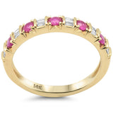 .43ct G SI 14K Yellow Gold Diamond & Ruby Gemstones Band Ring Size 6.5