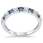 <span style="color:purple">SPECIAL!</span>.43ct G SI 14K White Gold Diamond & Blue Sapphire Gemstones Band Ring Size 6.5
