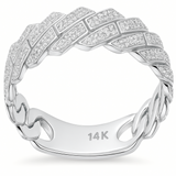 .54ct G SI 14K White Gold Men's Round Diamond Square Cuban Band Ring Size 10