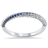 <span style="color:purple">SPECIAL!</span> .46ct G SI 14K White Gold Diamond & Blue Sapphire Gemstones Band Ring Size 6.5